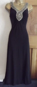 LOVELY ❤️ Wallis Size 14 P Black Long Evening Egyptian Grecian Dress Ball Prom - Picture 1 of 10
