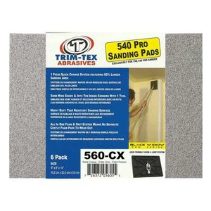 Trim-Tex Black Widow 560 Drywall Sanding Pads Grey Extra Coarse 100 Grit 6/Pack - Picture 1 of 3