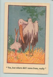 Postcard, Where did I come from? Stork, babies - Imagen 1 de 2