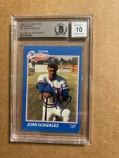 Juan Gonzalez Signed 1989 Tulsa Drillers Card BAS Auto Grade 10 Gem! (with set)
