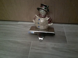 Snowman  Weighted Mantel Christmas Stocking Holder - Picture 1 of 2