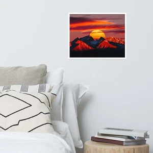 Sunset Mountain Landscape Poster 16x20 Nature Wall Art Print Museum Quality - Picture 1 of 10