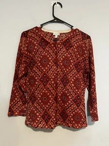 Garnet Hill Merino Wool Red Button uP Cardigan with 3/4 Sleeves, Size S - Picture 1 of 5