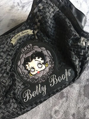 Bolso de hombro de colección Y2K Betty Boop para mujer negro de imitación de cuero se vende como está Foto 1 de 4