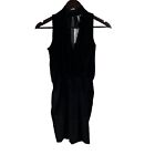 ASOS Black Velvet High Neck Mini Dress Size 0 Petite New