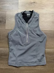 Nike Sleeveless Running Vest Youth Girls S Grey Dr-Fit Logo Zip-Up Athletic - Picture 1 of 8