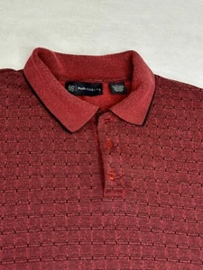 R&R Casuals Men's Short Sleeve Polo Collared Shirt Geo Pattern Large L Burgundy - Picture 1 of 8