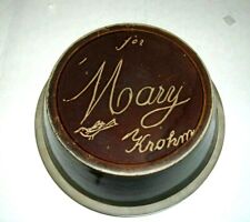 Large 10 1/2" Albany Slip Glazed Incised Bowl "MARY KROHM" - Song Bird Stoneware