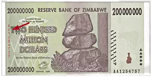 Mazuma *F2099 Zimbabwe 2008 200000000 Million Dollars AA1254757 UNC - Picture 1 of 2