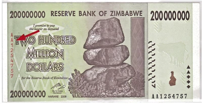 Mazuma *F2099 Zimbabwe 2008 200000000 Million Dollars AA1254757 UNC - Image 1 of 2