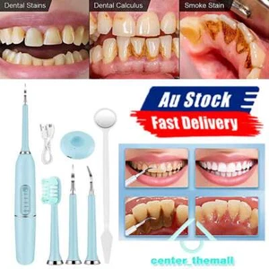 Electric Ultrasonic Dental Tartar Plaque Calculus Tooth Remover Set Cleaner KU - Picture 1 of 13