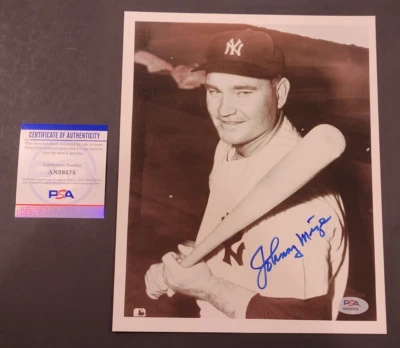 JOHNNY MIZE Signed 8x10 Photo-HALL OF FAME-NEW YORK YANKEES-PSA - Image 1 of 4