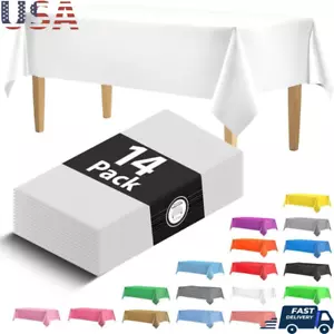 14 Pack Disposable Rectangle Tablecloths Waterproof Heavy Duty Wrinkle Resistant - Picture 1 of 7
