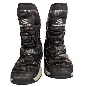 Hobibear kids Black Silver Snowboots Winter Faux Fur Lining US Size 5 - Picture 1 of 4