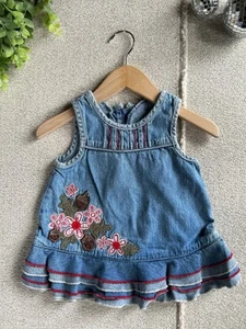 Faded Glory y2K  Vintage Denim Baby Dress 12M 100% Cotton  - Picture 1 of 6