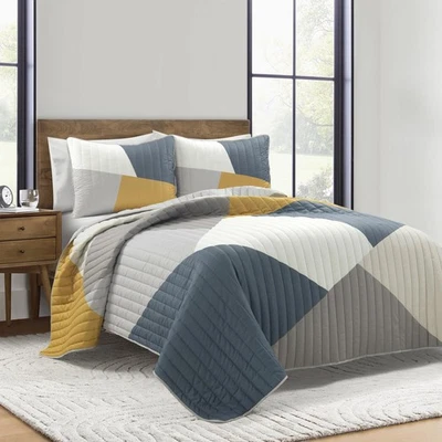 Modern Color Block Quilt King Size 3 Piece Set King/California King Multi - B... - Image 1 of 4