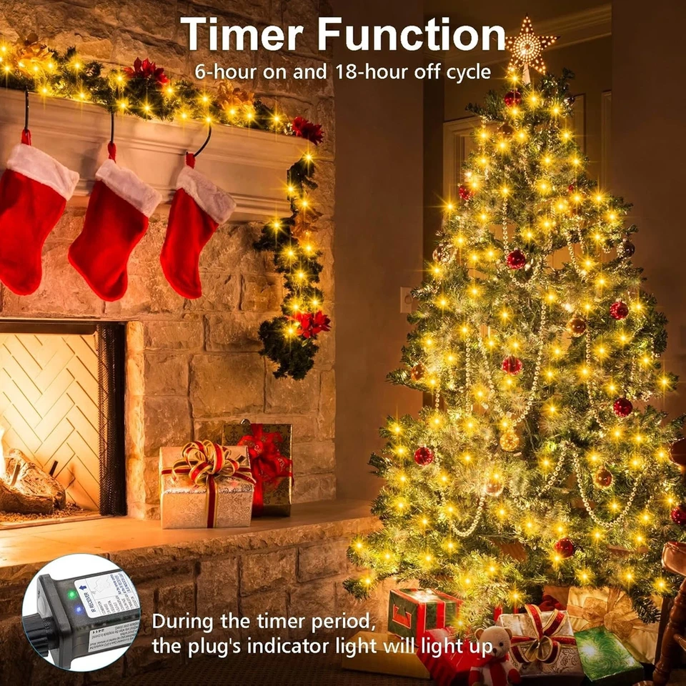 8-Mode LED Strip Lights Green Wire Waterproof Outdoor Xmas Garden Party Decor - Image 1 of 4