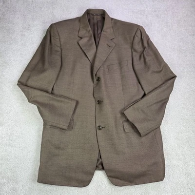 CANALI Wool Silk Blazer Men's 52/US 42 Brown Check 3 Button Sport Coat Italy - Image 1 of 4