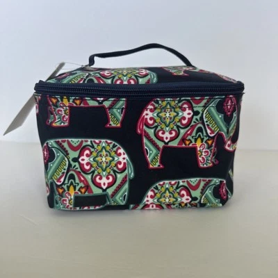 NUEVO organizador de bolsa de cosméticos de viaje almacenamiento de maquillaje elefante bohemio, azul marino  Foto 1 de 4