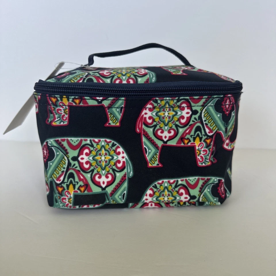 NUEVO organizador de bolsa de cosméticos de viaje almacenamiento de maquillaje elefante bohemio, azul marino  Foto 1 de 4