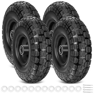4.00-6 Tire and Wheel Flat Free, 4 Pack 13" Solid Tires with 5/8" Axle Bore H... - Picture 1 of 7