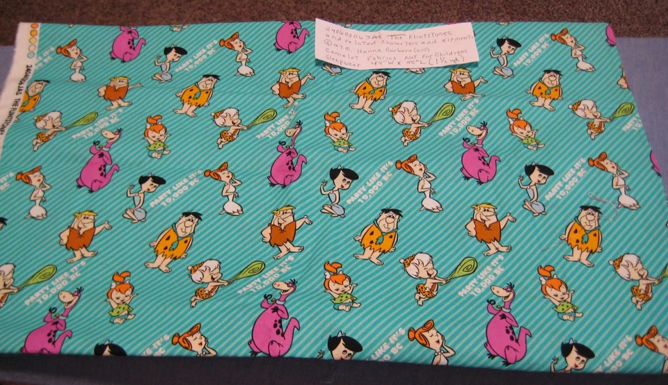 CAMELOT LICENSED FABRIC, HANNA BARBERA 24060206JAS FRED FLINTSTONE, 1 1/2 YDS, - Image 1 of 3
