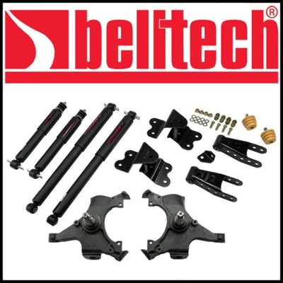Kit de descenso Belltech 2"F/4"R con amortiguadores 92-98 Silverado/Sierra C1500 cabina estándar V8 Foto 1 de 2