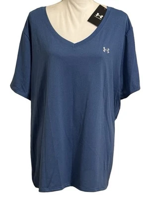 UNDER ARMOUR Loose Heatgear Bubble Tech Heather V Neck Tee Women’s Size 2X NWT - Image 1 of 4