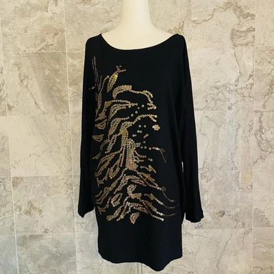 Top manga larga con lentejuelas CAbi Cherie negra L Foto 1 de 4