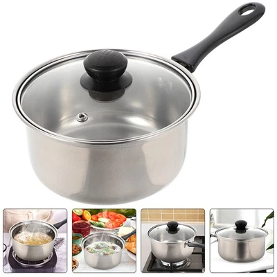  Pentola Acciaio Inox Pentole Set Piccola Inossidabile Di Zuppa Con Coperchio - Immagine 1 di 4