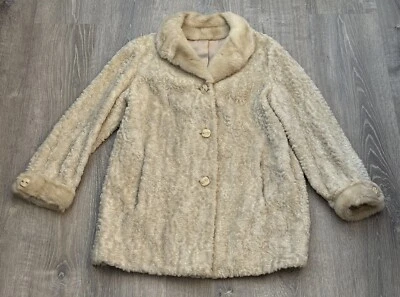 Abrigo de Colección Años 60 Russel Taylor Piel Texturizada Abotonada Tostado Forrado para Mujer’s S/M Foto 1 de 4
