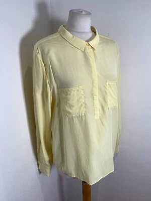 NOT SHY silk shirt blouse top XL NEW BNWT citrus yellow boxy classic summer - Image 1 of 4