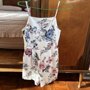 Bardot Junior Girls Romper Size 7 Years White Floral Lined Sleeveless VGUC - Picture 1 of 11