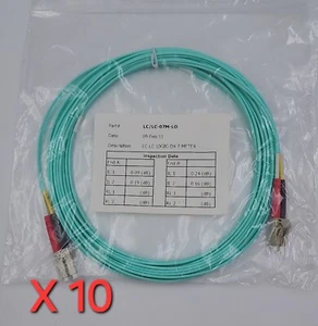 10 X Cable de conexión de fibra óptica Corning OM3 LC a LC dúplex multimodo 50/125 UPC 7m - Imagen 1 de 4