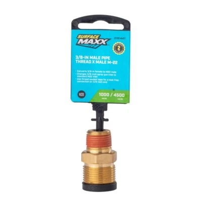 Tornillo para lavadora a presión SurfaceMaxx, M22 a 3/8" MACHO 4500 psi latón Foto 1 de 3