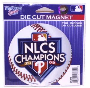 2009 NLCS CHAMPIONS Philadelphia Phillies Die Cut Magnet 4" Dia. NEW Sealed - Picture 1 of 2
