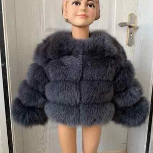 Children's Fur Jacket Real Fox Fur for Girls and Boys Aged 1-13 Years Old Kids - Picture 1 of 40