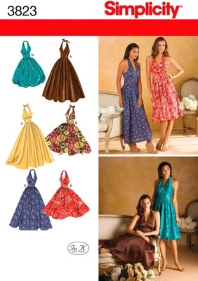 Simplicity Sewing Pattern 3823 Misses 6-14 Dress Halterneck 5 Styles inc Maxi - image 1 of 4