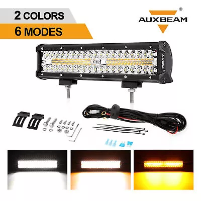 AUXBEAM 12inch 300W LED Work Light Bar Yellow White Strobe Driving Fog Lamps ATV - Image 1 of 4