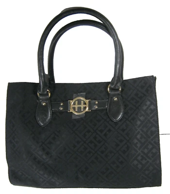 Tommy Hilfiger TH Black Logo Jacquard Shopper Tote Bag Handbag NWT - Image 1 of 4
