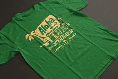 Camisetas Retro Aloha Motel Para Hombre Divertidas Color Verde Césped Tallas S a 5XL Foto 1 de 3