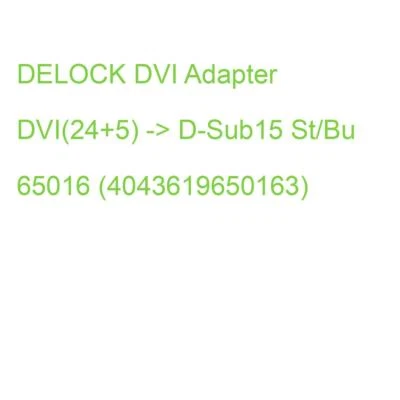 DELOCK DVI Adapter DVI(24+5) -> D-Sub15 St/Bu 65016 (4043619650163) - Bild 1 von 2