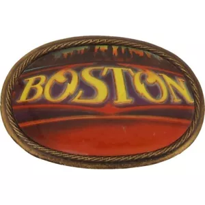 Nuova fibbia da cintura vintage Boston Tom Scholz musica rock pacifica stile anni '70 NOS - Foto 1 di 7