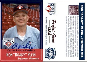 Ron Plein Signed 2002 Perfect Game Cedar Rapids Kernels #22 Card Auto