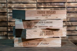 Wooden Wine Box Crate - 6 bottle Shallow French Genuine Storage Drawer  Hamper - Picture 1 of 13