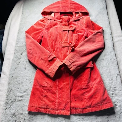 Idra Anthropologie Coat Womens 4 Velour Pea Toggle Coat Salmon Hooded Jacket - Image 1 of 4