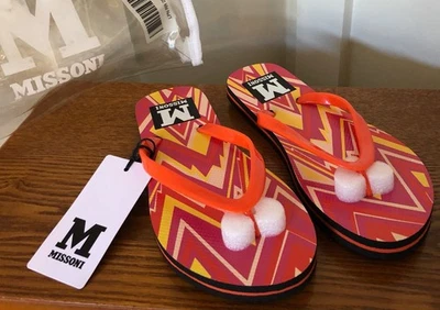 Nuevas Chanclas M Missoni Naranja Negro Amarillo Goma Informales Playa EU 35 US 5 NUEVAS CON ETIQUETAS Foto 1 de 3