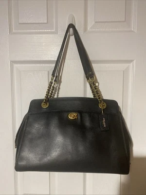 Coach Parker Shoulder Bag BLACK Refined Calf Leather Chain Strap $395 35575 - Image 1 of 4