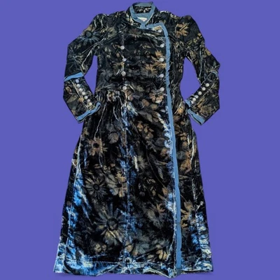FREE PEOPLE Hazel Velvet Floral Duster XS steampunk victorian jacket coat 1D - Image 1 of 4