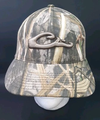 DRAKE WATERFOWL SYSTEMS CAMO MESH BACK BALL CAP HAT RAISED LOGO - Image 1 of 4